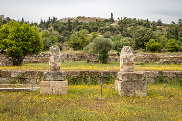 Fototapeta premium Views from the ancient Agora historical site in the city of Athens, Greece