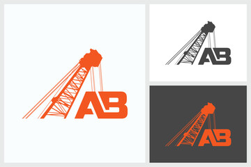 Initial Letter AB Crane Logo, Initial Letter AB Crane Vector Icon Logo