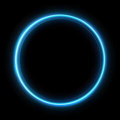 Obraz premium Black background with neon blue circle