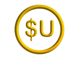 Uruguayan peso sign icon, Uruguay currency symbol design with gold motive