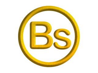 bolivian boliviano sign icon, Bolivia currency symbol design with gold motive