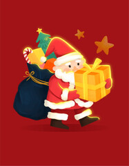 santa claus with gift box