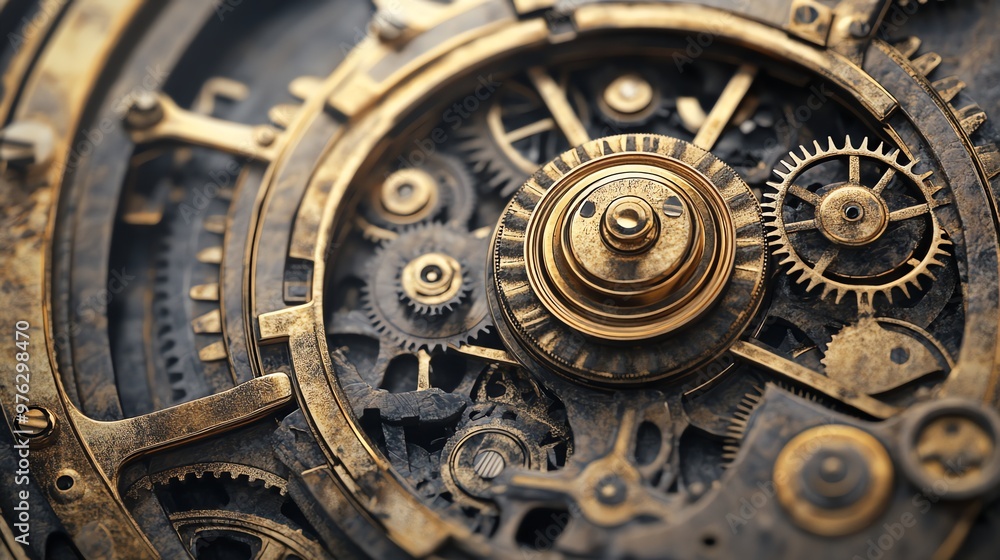 Poster close-up of intricate clockwork gears and mechanisms.