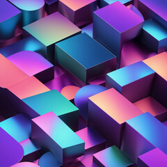 Vibrant 3D Geometric Blocks with Colorful Gradients