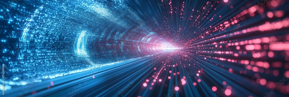 Poster Delve into the profound essence of digital data within this captivating backdrop, showcasing the intricate technology while highlighting the vast capabilities encompassed by modern computer networks