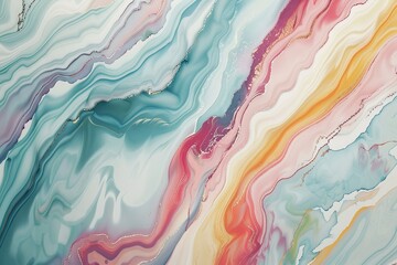 Fluid, organic patterns in soft pastel tones create a serene and calming abstract wallpaper