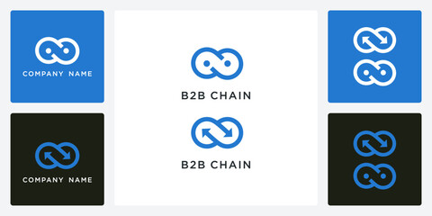 Vector of b2b chain icon and logo design template