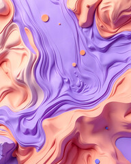 Vibrant Abstract Composition with Fluid Purple and Peach Waves