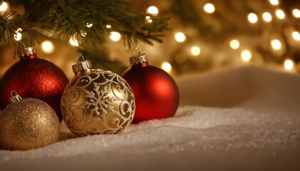 Christmas decorations and gifts, background for new year celebrations, winter fairy tale