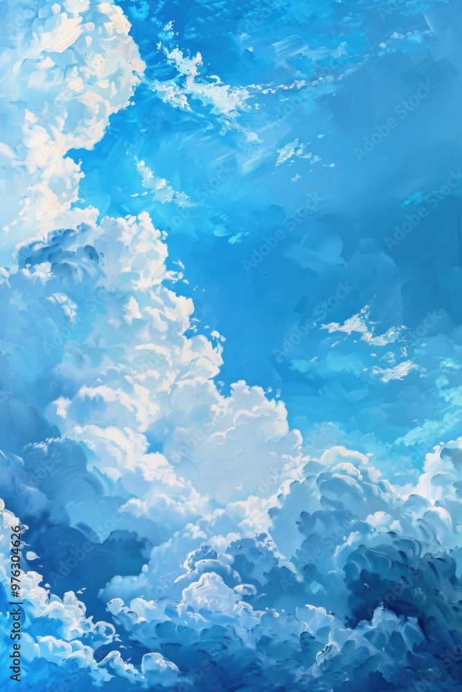 Aufkleber a serene scene of clouds floating in a bright blue sky, perfect for use in background or atmospheric