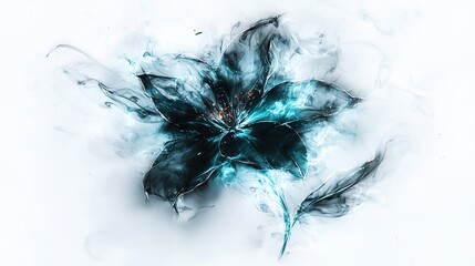   A blue flower on a white background with a black and blue center