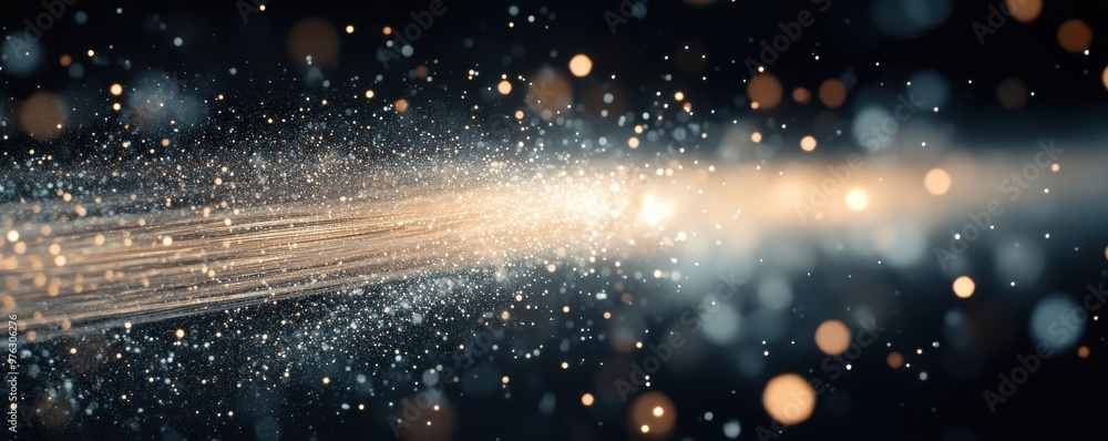Aufkleber dynamic close-up of an optical fiber cable illuminated with glowing particles representing high-spee