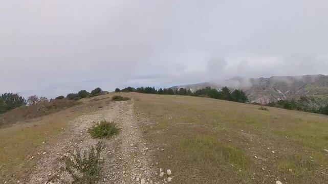 Hiking out over trail to China Pines in Channel Islands National Park
