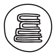 Doodle pile of books icon. Hand drawn book, journal or notebook symbol. PNG isolated on transparent background and vector illustration