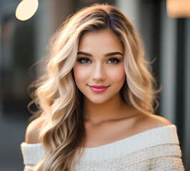 Naklejka premium Stylish and fashionable young girl posing on background.generative ai