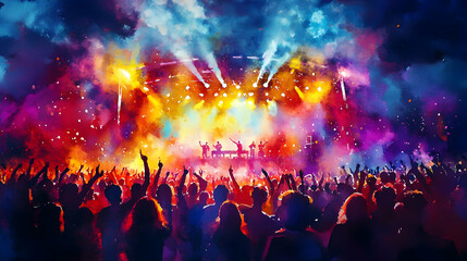 Radiant watercolor painting of a vibrant garden in full bloom, featuring an array of colorful flowers, butterflies fluttering among the petals, and a bright, sunny sky above