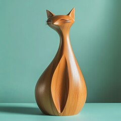 cat wood sculpture