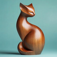 cat wood sculpture