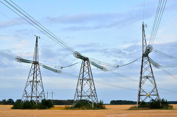 Supports of high voltage lines in the field