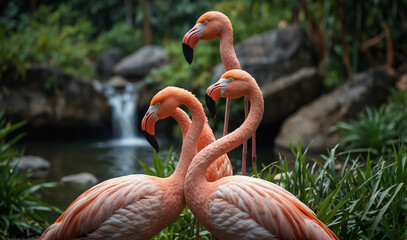 Obraz premium flamingos with new look and style 