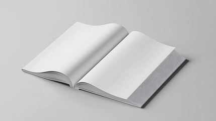 3D illustration of a brochure magazine book or catalog mockup isolated on a soft gray background