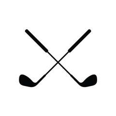 Crossed golf stick outdoor premium sport logo design vector
