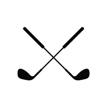 Crossed golf stick outdoor premium sport logo design vector