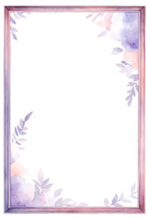 Obraz premium Purple Watercolor Floral Frame on a transparent background
