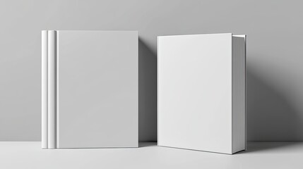 3D vector mockup of a white book cover featuring clean front and back cover templates