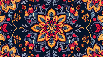 Fototapeta premium Indian Rangoli Folk Tile Pattern