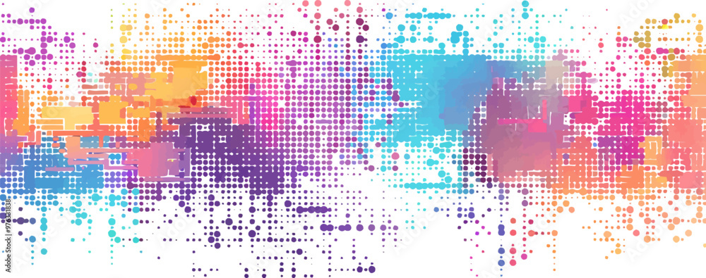 Wall mural abstract pixel grid pattern pixel art on white isolated background, vector design.