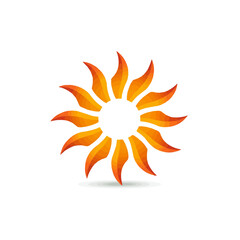 Naklejka premium Abstract sun icon flat on white isolated background, vector design.