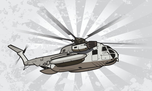 Vector graphic of a heavy-lift transport helicopter