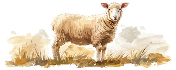sheep in watercolor style. Isolated vector illustration