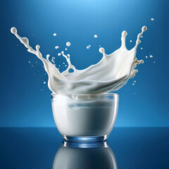 milk cream, splash, splatter, blue background