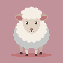 Cartoon cute sheep animal vector flat illustration