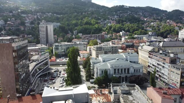 Drone aerial shot of Bosnia, Sarajevo, mostar