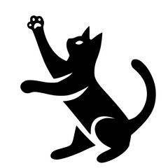 Playing halloween black cat vector art transparent illustration, silhouette black cat vector, monochrome minimal cat svg