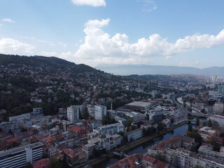 Drone aerial shot of Bosnia, Sarajevo, mostar
