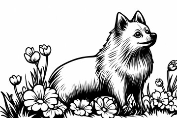 Obraz premium Cute coloring page featuring a playful dog for kids creativity.