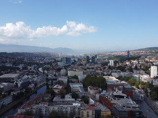 Drone aerial shot of Bosnia, Sarajevo, Mostar, Stari Most Bridge