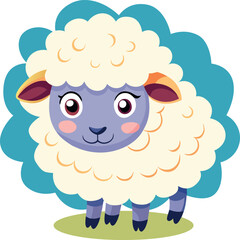 Cartoon cute sheep animal vector flat illustration