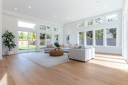 a room being staged for sale, with a home stager arranging furniture and accessories