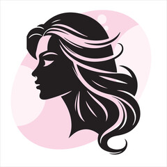 Woman heads in profile. Beautiful female faces profiles, black silhouette outline avatars, anonymous portraits with hairstyle vector set
