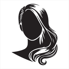 Woman heads in profile. Beautiful female faces profiles, black silhouette outline avatars, anonymous portraits with hairstyle vector set
