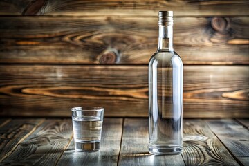 Bottle of vodka or gin isolated. Hard liquor product presentation.