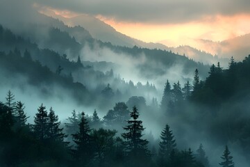 Enchanted Misty Forest at Dawn