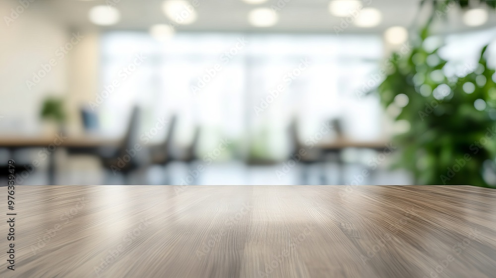 Aufkleber tabletop view with a blurred office background representing a space for design