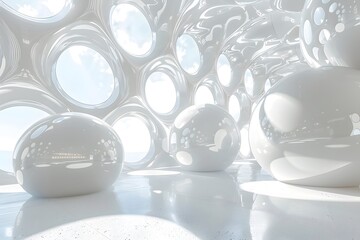 Ethereal Interior with Organic Shapes and Soft Light