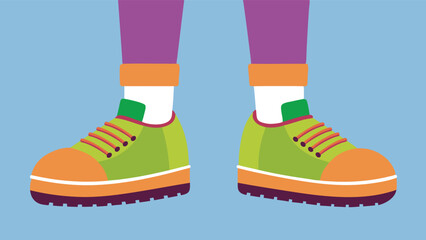 Vibrant Green Sneakers with Pink Laces on Blue